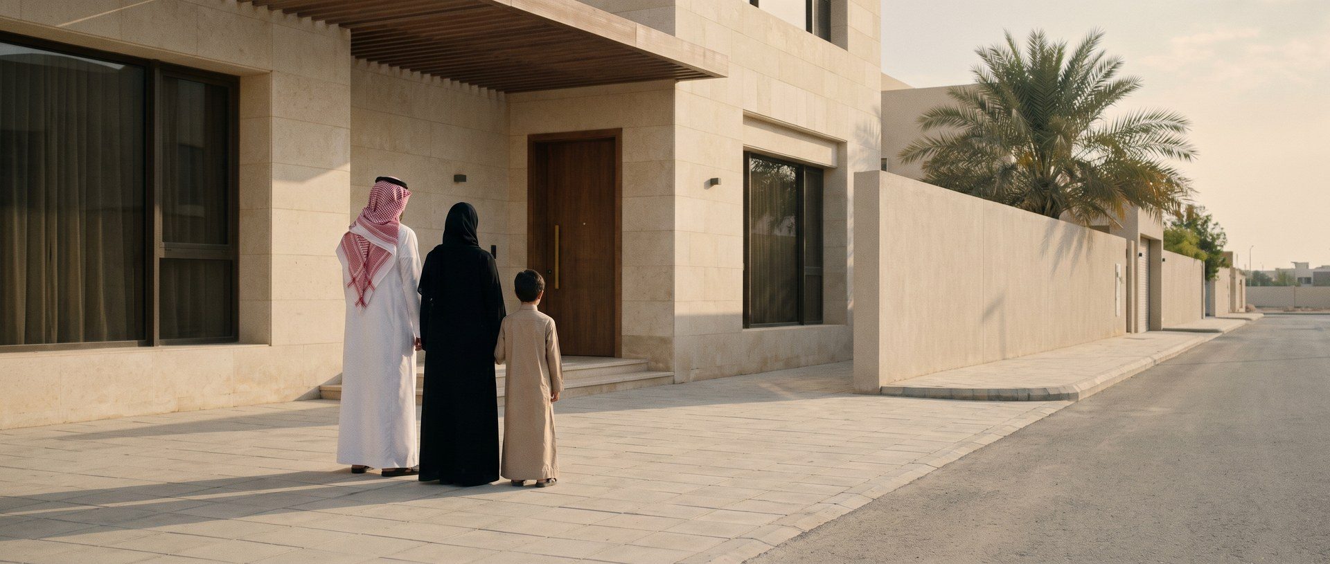 عدسة مكبّرة تُظهر عائلة سعودية أمام منزلها